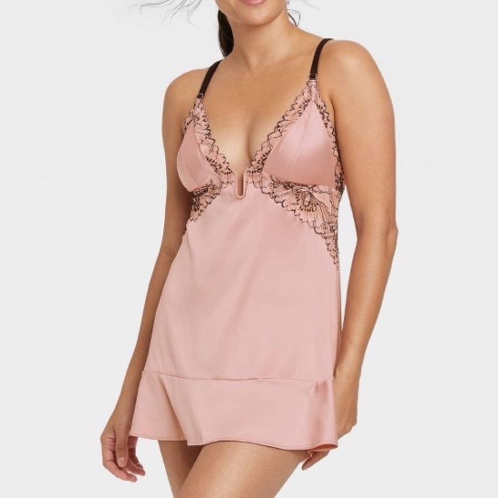 Lightly Lined Pink Floral Slip Dress